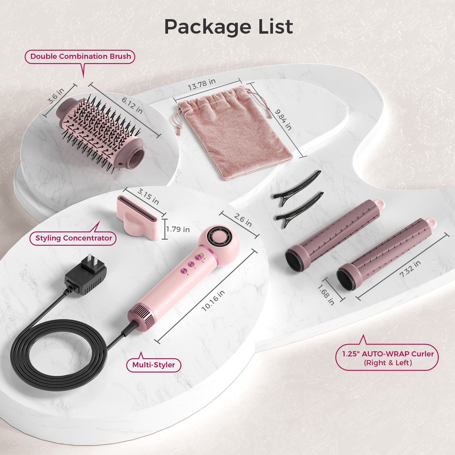 5-in-1 Hot-Air Brush & Ionic Hair Dryer for Fast Drying, Curling & Volumizing | Lightweight Travel