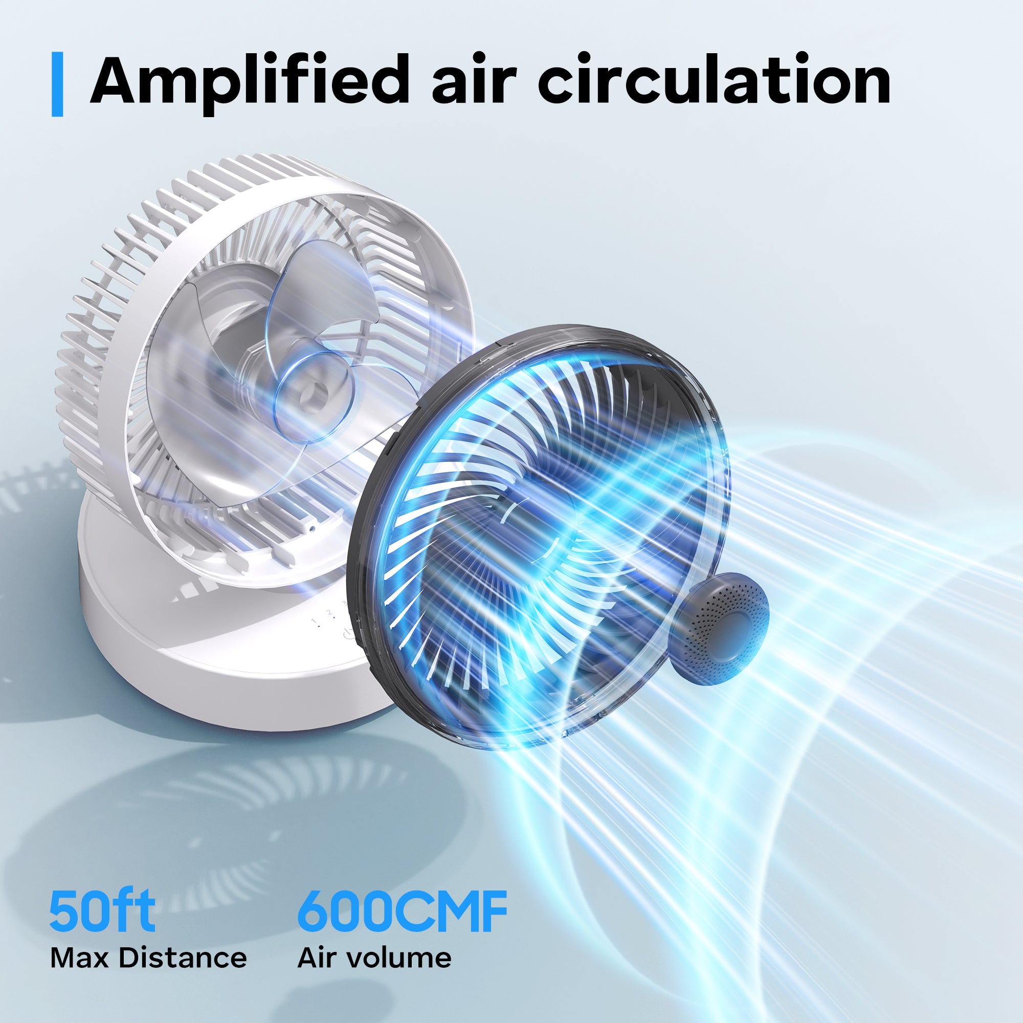 Portable Rechargeable Fan with 4000mAh Battery, Foldable Desktop Fan, 90° Oscillating Personal Fan for Home, Office & Travel, Hanging or Tabletop Use