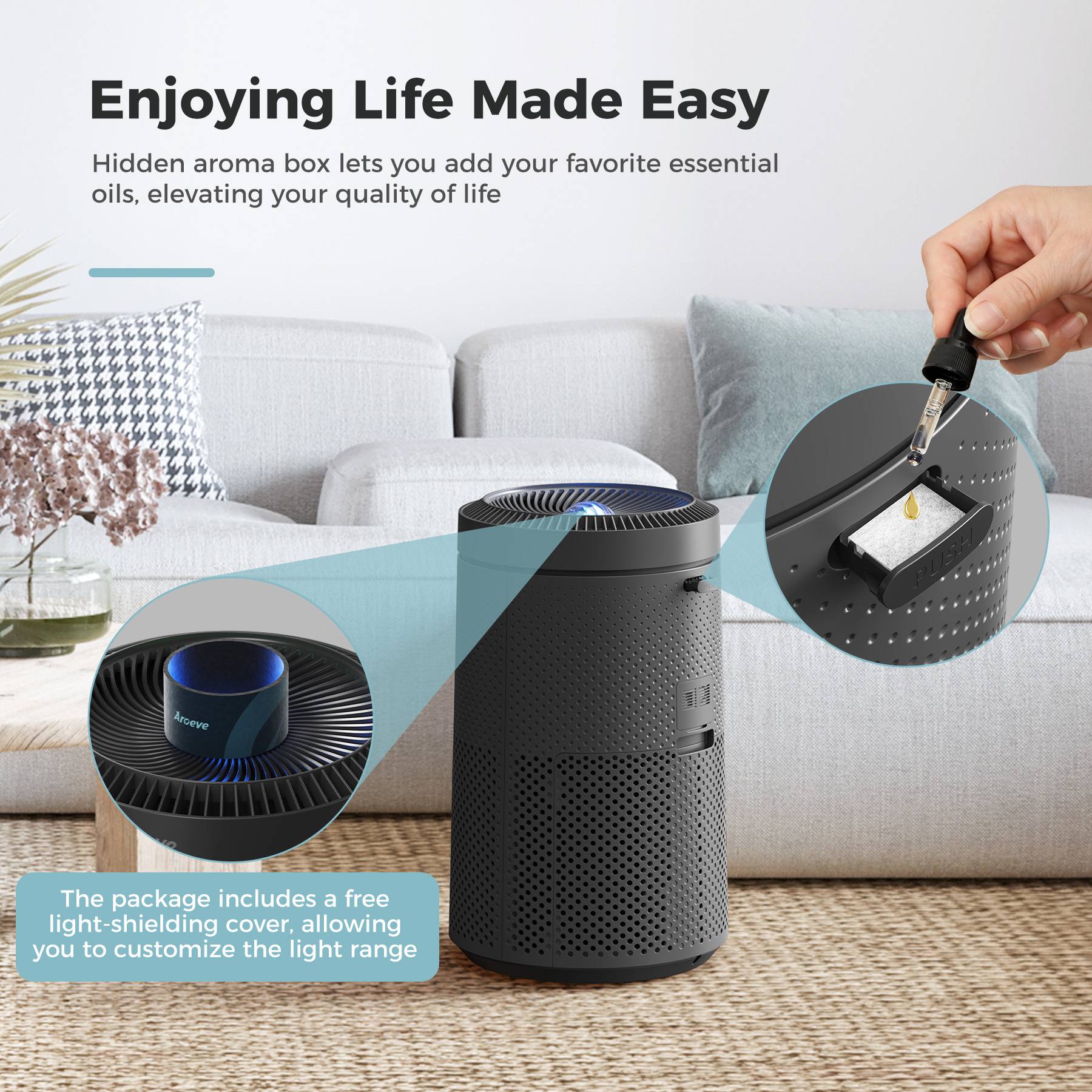 AROEVE Air Purifiers | MK09W (Space Grey)