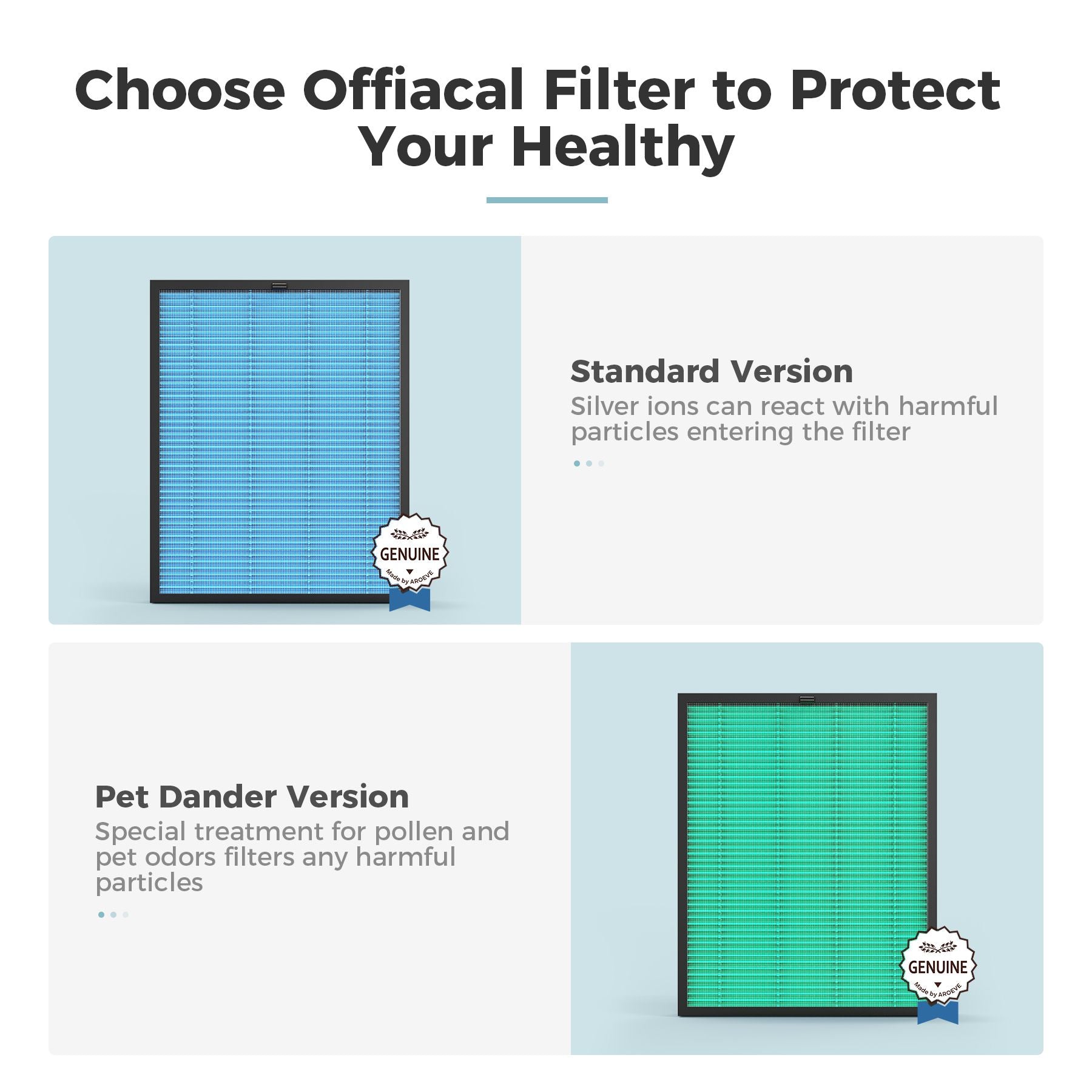 AROEVE Air Filter Replacement | MKD05- Pet Dander Version