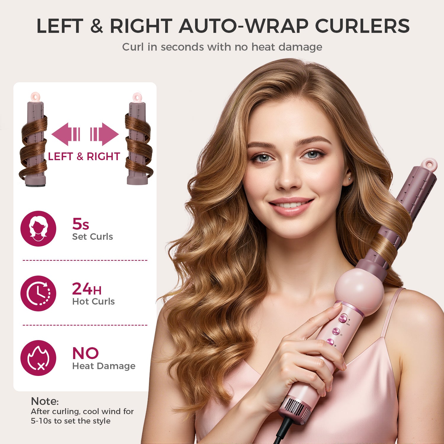5-in-1 Hot-Air Brush & Ionic Hair Dryer for Fast Drying, Curling & Volumizing | Lightweight Travel