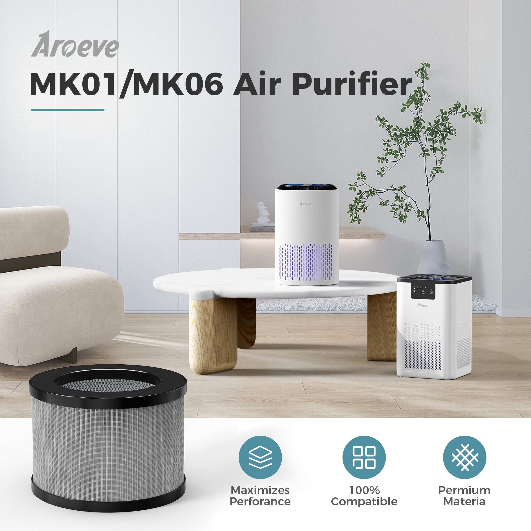 AROEVE HEPA Air Filter Replacement | MK01 & MK06- Enhanced Smoke Removal Version