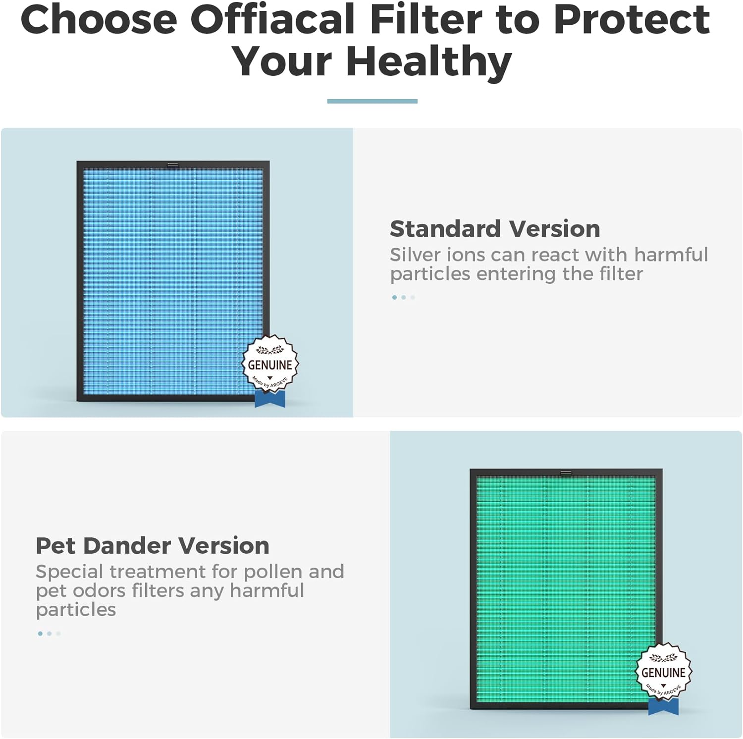 AROEVE HEPA Air Filter Replacement | MK05- Pet Dander Version